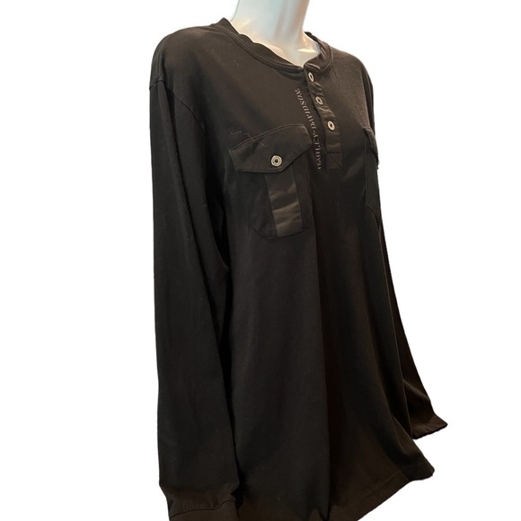 Harley Davidson Ladies Black Long Sleeve Pull-over Crew Neck Quarter Button S/Lg - Picture 3 of 9